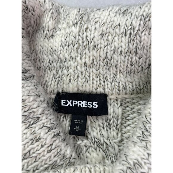 Express Womens Chunky Knit Sweater Size M Shawl Collar Acrylic Wool Alpaca Blend - Picture 5 of 7